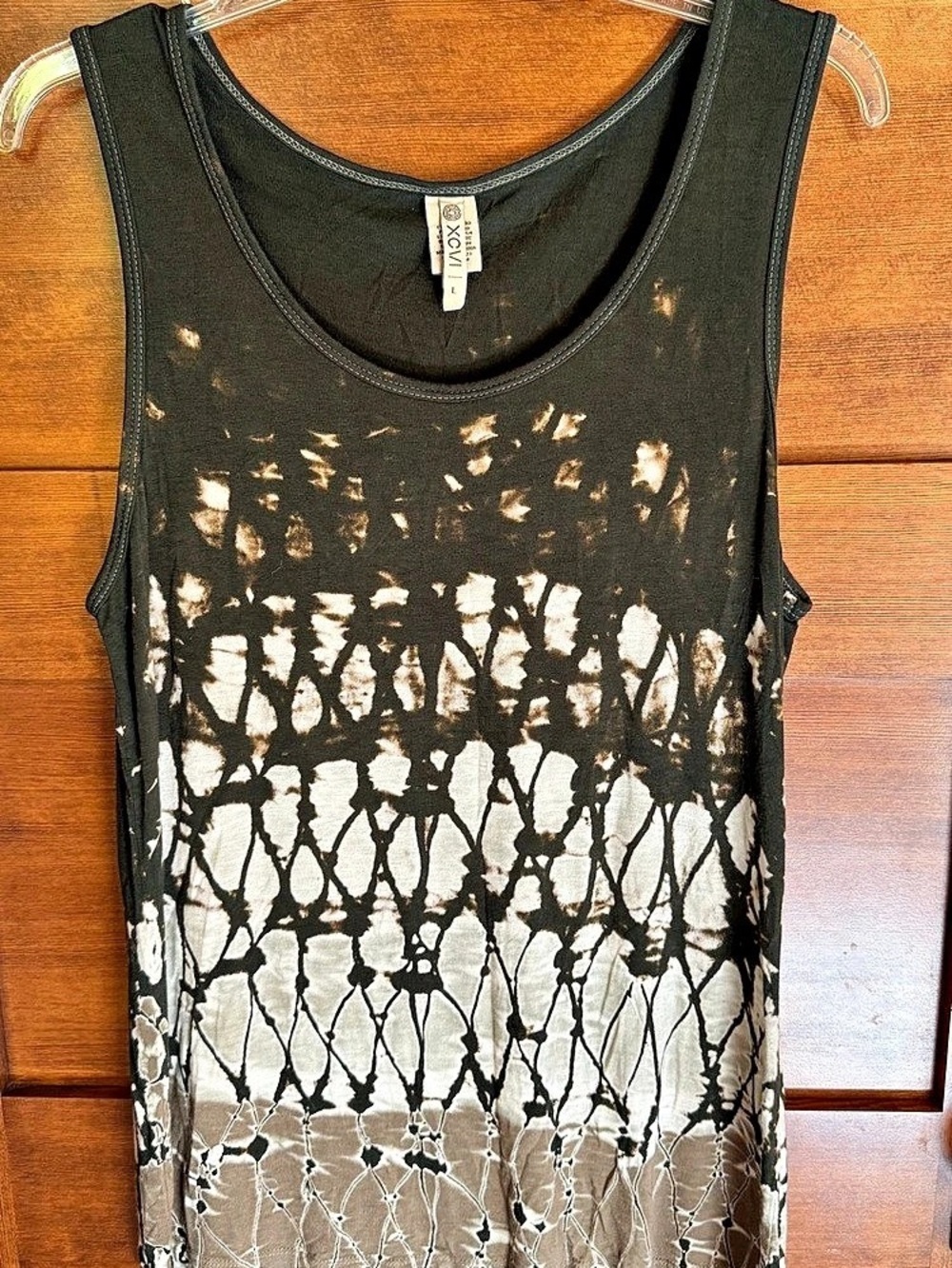 XCVI Tie Dye Tank Abstract Tank Top in Black & White Size Large